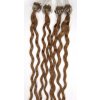 Vlasy pre metódu Micro Ring / Easy Loop / Easy Ring 50cm kučeravé - svetlo hnedé 1 prameň 0,7 gramov