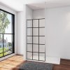 AICA Sprchová zástena WALK IN GRID08CHST, od 80-140cm, čierna/chróm, 8mm NANO sklo WALK IN, stropná tyč, Výška 200cm
