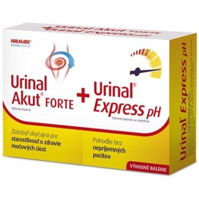 Urinal Akut FORTE + Urinal Express pH PROMO 2022 10 tabliet + vrecúška 6 ks