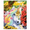 Diamantová mozaika Jednorožec s akrylovými farbami + maľovanie na plátne podľa čísel 2v1, 40x50cm
