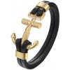 Gaira® Kožený náramok Anchor 3114, Farba zlatá