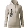 Husľový kľúč gitara - Mikina dámská Cape s kapucí - XS ( Ľadovo sivá )