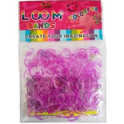 Loom Bands gumičky s háčikom na pletenie priesvitné fialové