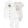 CARTER'S Set 3dielny body kr. rukáv, kardigán, tepláky White Safari neutrál NB/ veľ. 56