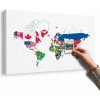 Obraz na korku mapa sveta s vlajkami s bielym pozadím