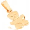 Šperky eshop - Zlatý prívesok 375 - lesklý mávajúci macko, gravírované detaily tváre GG44.11