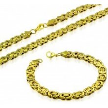 Šperky eshop set náhrdelníka a náramku oceľ zlatej farby byzantský vzor AA29.11