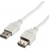 Kábel USB 2.0 A-A M/F 3m, High Speed, predlžovací, biely