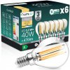 6x LED žiarovka E14 guľka P45 2,2W 470lm = 40W 2700K teplá biela 360° Filament CLASS A LUMILED