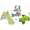 Set šmykľavka s vodnou hrou a zeleninový stánok s vozíkom XS Slide Green Life Smoby dĺžka šmyku 90 cm a odrážadlo Dino s nálepkami