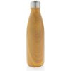Nerezová termo fľaša v dekore dreva, svetlo hnedá