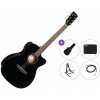 Cort L60CE Premium SET Black Gloss Elektroakustická gitara Jumbo