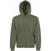 Fruit of the Loom Mikina Premium Hooded Sweat Jacket s kapucí COT-162034a3805 2XL Olivová