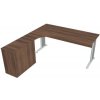 Hobis Pracovný stôl Cross, ergo, pravý, 180x75,5x200 cm, orech/kov