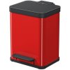 Kovový kôš s tlmeným zatváraním, 17 l, červený