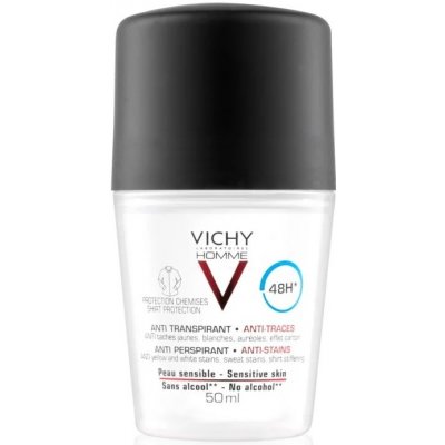 Vichy Homme dezodorant roll-on proti bielym a žltým škvrnám 48h 50 ml