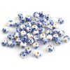 Porcelánové koráliky s kvetmi Ø6 mm modrá zafírová 10ks