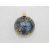 ONREX Vianočná ozdoba sklenená guľa modrá/zlatá posyp pr. 7 cm