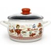 ADH Smaltovaný hrniec so skl. pokr. hlboký 18cm/3,0L Retro Amerika