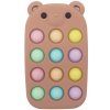 Malý Ježko silikon hryzadlo Pop It 2v1 Medvedík Caramel Brown
