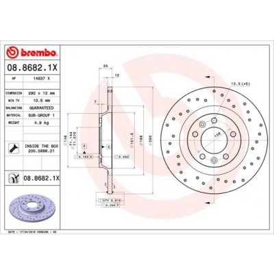 Brzdový kotúč BREMBO 08.8682.1X