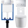 CERANO - Kompletný podomietkový WC set Lite/Felci - biela lesklá - WC tlačidlo Slim, chróm - na zamurovanie - 52,5x36 cm
