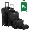 Jurhan Travel 5 Set cestovných kufrov 60l + 34l + 16l + 2x3l (set) čierny 44369