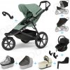 Set 10v1 Thule Urban Glide 3 Mist green s magnetickou sponou + madlo + vanička Soft beige + pláštenky a moskytiéry Thule + Autosedačka Thule Maple Black s ISOFIX základňou Thule Alfi a adaptéry