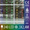 Vianočná smart mikro led záclona vnútorná USB - 240 led - programy - ovládač + aplikácia - 3x2,4m - multicolour