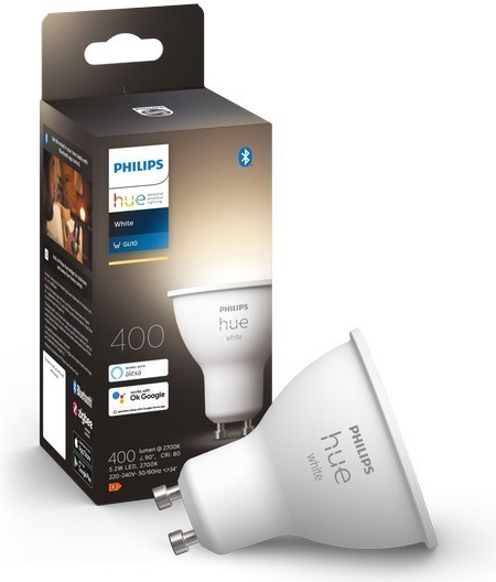 Philips Hue 8719514340060 LED žiarovka 1x5,2W GU10 400lm 2700K Bluetooth, White, biela