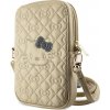 Hello Kitty PU Leather Quilted Pattern Kitty Head Logo taška na telefón, zlaté