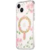 AppleKing lesklý transparentný kryt so vzorom kvetín a MagSafe pre iPhone 15 Plus - ružový - možnosť vrátiť tovar ZADARMO do 30tich dní
