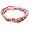 Nefertitis Rodochrozit brúsený, sklenené a kovové korálky 4 náramky v jednom NF22485 - obvod cca 16 až 22 cm
