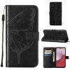 Peňaženkové kožené puzdro Butterfly na Samsung Galaxy A24/A25 5G - Čierna