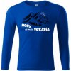 Vtipné triko pánske dlhý rukáv hory terapia Farba: Modrá strong, Veľkosť: L