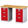 Alfa 3 Dielenský stôl MECHANIC I s 2 zásuvkovými dielenskými boxami na náradie namiesto nôh, 8 zásuviek, 1500 x 685 x 880 mm, červené dvere