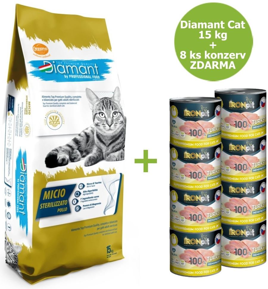 Diamant Cat Micio Sterilised Kuracie 15 kg