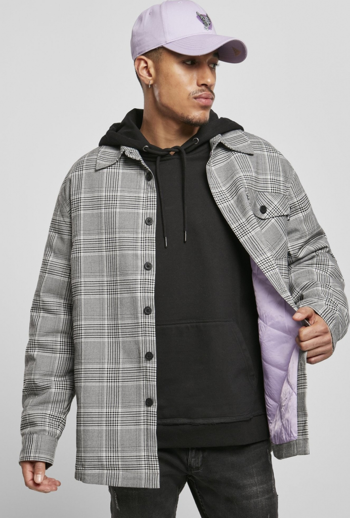 Urban Classics Plaid Out Quilted Shirt jacket Black/White