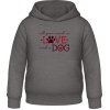 AWDis Detská Mikina s Kapucňu - Dizajn s motívom - Láska a pes - Uhlíková - 12 - 13 Rokov - Detské