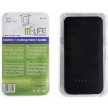 Púzdro M-LIFE ochranné s batériou iPhone 4 , plastové USB kábel ML0241 čierne