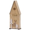 Dekorácia MagicHome Vianoce Woodeco, Vtáčia búdka, 3 LED, 12x7x32 cm