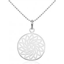 Šperky eshop Strieborný náhrdelník guličková retiazka vyrezávaný kvet v kruhu SP07.28