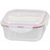 Dóza MagicHome, štvorcová, s vekom, 1200 ml, s príborom, Clip, sklenená