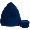 TopKing Sedací vak XXXXL + podnožka XL velúr, tmavomodrý