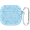 AppleMix Puzdro pre Apple AirPods 4 + karabínka - silikónové - kvetinový motív - svetlo modré