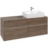 VILLEROY & BOCH Collaro závesná skrinka pod umývadlo na dosku (umývadlo vpravo), 4 zásuvky, s LED osvetlením, 1400 x 500 x 548 mm, Arizona Oak, C133B0VH