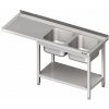 Stůl s dvoukomorovým dřezem z pravé strany a místem na ledničku nebo myčku 2400x700x850 mm | STALGAST, 981037240 inox