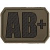 MIL-TEC nášivka plast 3D na suchý zips krvná skupina AB+ ZELENÁ