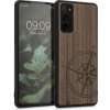 Drevené púzdro s dizajnom kompas kwmobile Samsung Galaxy S20 FE tmavě hnědá