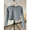 Sim Fashion Rebrovaný crop top s dlhým rukávom KELLY Farba: Šedá, Veľkosť: XL